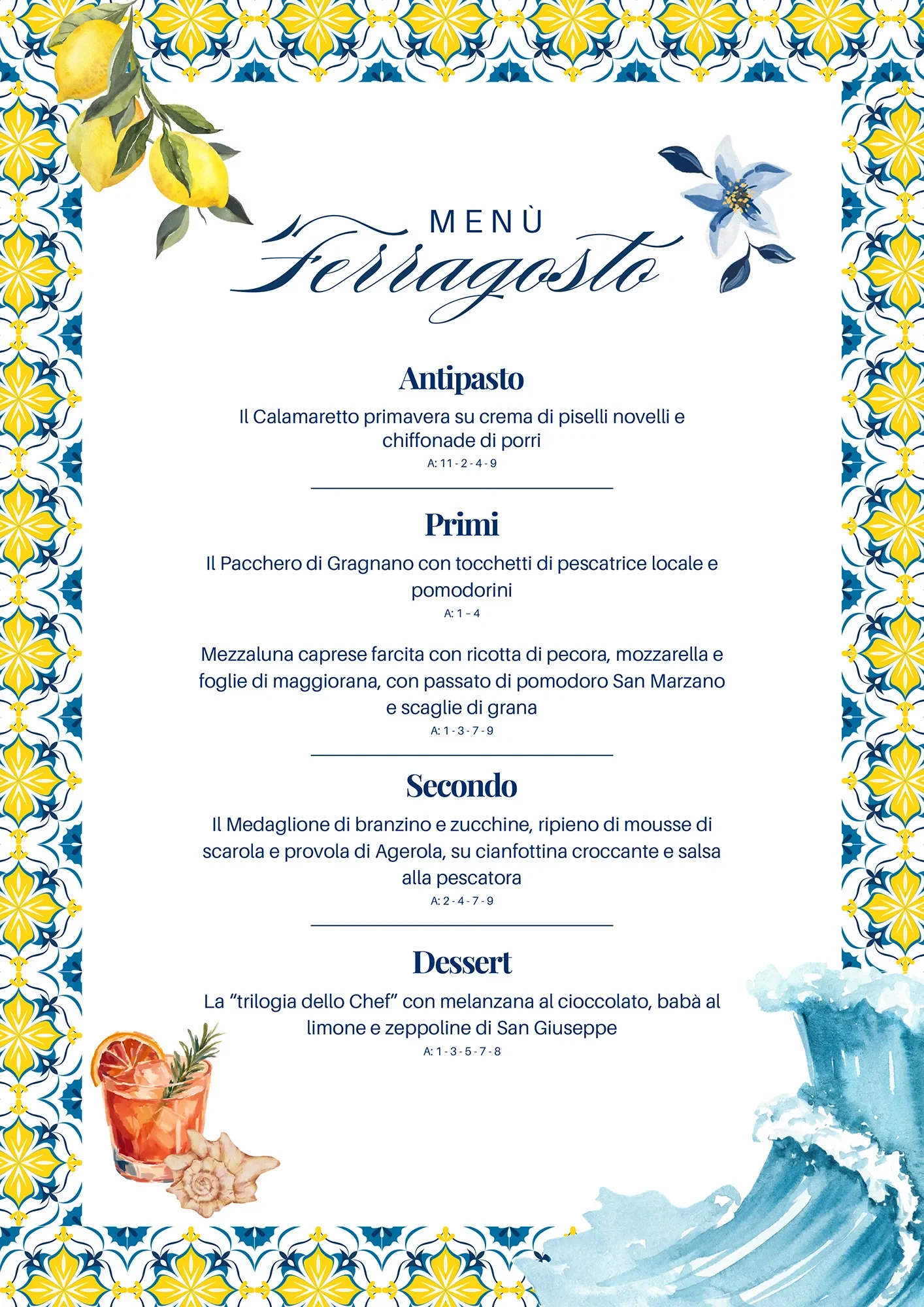 Menu del Gala Dinner